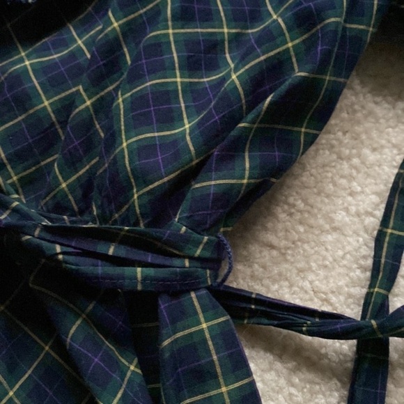 Ralph Lauren plaid dress wrap Christmas holidays‎ party navy ruffles - Picture 5 of 5